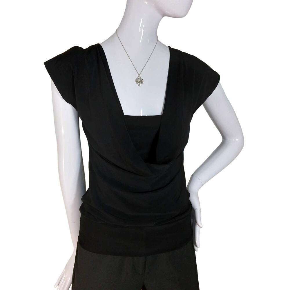 Hypnotik Draped Neckline Black Top Size Small Short Sleeve